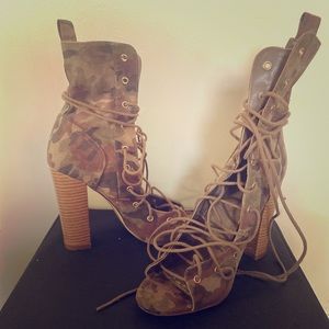 Gorgeous Camo Peep Toe Bootie